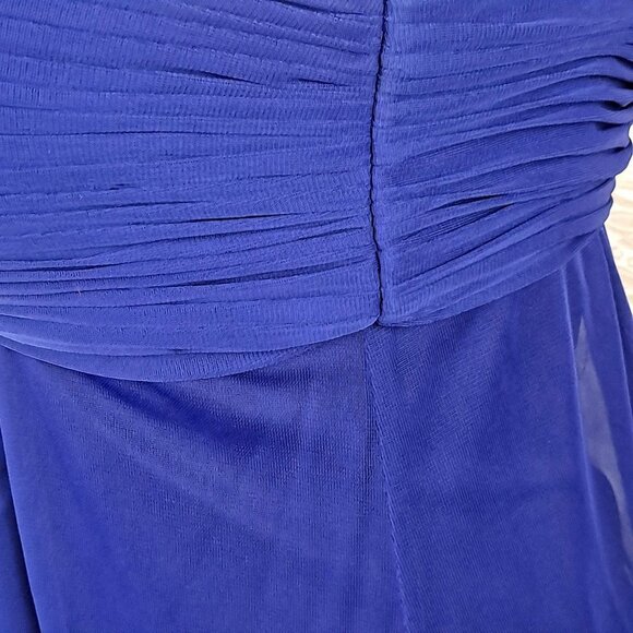 Cache Size 6 Blue One Shoulder Beaded Strap Cocktail Homecoming Party Dress EUC - Picture 6 of 15